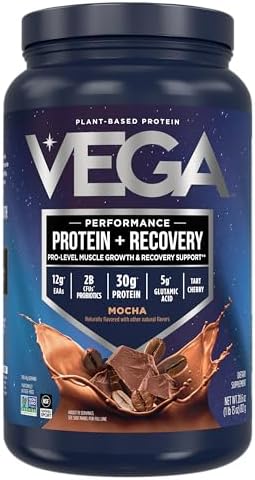 Vega Sport Vegan Protein Powder   Recovery   30g Plant Based Protein per Serving  Vanilla  45 Servings  5g BCAAs  Probiotics  NSF Certified  for Shakes & Smoothies  4 1lbs  Packaging May Vary