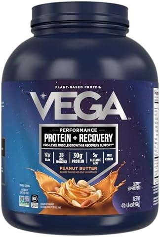 Vega Sport Vegan Protein Powder   Recovery   30g Plant Based Protein per Serving  Vanilla  45 Servings  5g BCAAs  Probiotics  NSF Certified  for Shakes & Smoothies  4 1lbs  Packaging May Vary
