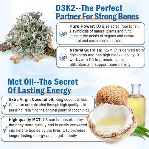 Vegan Omega 3 Gummies 1280mg   Vitamin D3 K2  MK7   Omega 3 Fish Oil Alternative for Adults  w/Algae EPA 600mg & DHA 400mg  MCT Oil   No Fish Taste   for Brain  Eye  Immune Health  Sugar Free  2 Pack