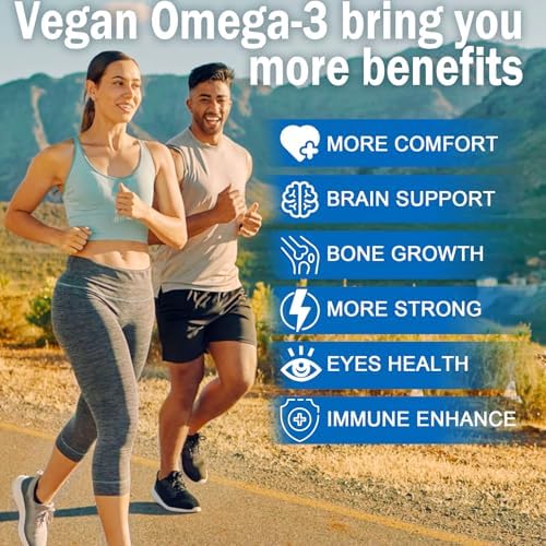 Vegan Omega 3 Gummies 1280mg   Vitamin D3 K2  MK7   Omega 3 Fish Oil Alternative for Adults  w/Algae EPA 600mg & DHA 400mg  MCT Oil   No Fish Taste   for Brain  Eye  Immune Health  Sugar Free  2 Pack