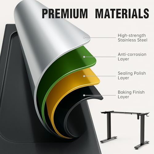 Veken 47 2 Standing Desk Electric  Height Adjustable Sit Stand Up  Wood Desktop  Work Home Office  Computer PC Table  Writing Rising Desks  Brown