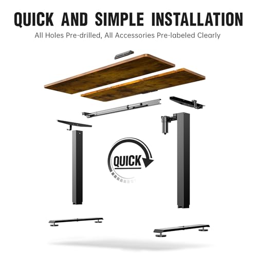Veken 47 2 Standing Desk Electric  Height Adjustable Sit Stand Up  Wood Desktop  Work Home Office  Computer PC Table  Writing Rising Desks  Brown