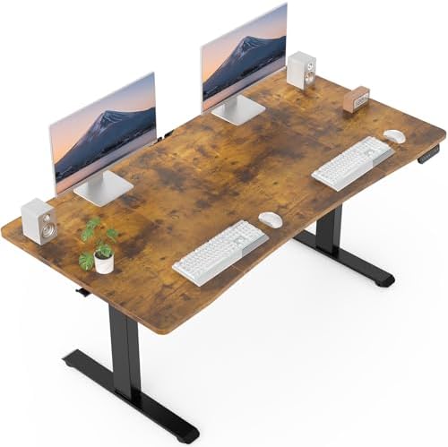 Veken 47 2 Standing Desk  Adjustable Height Office Desk with Wood Desktop  Computer Table for Home Work  Study and Gaming  Small Spaces  Modern Furniture  Black