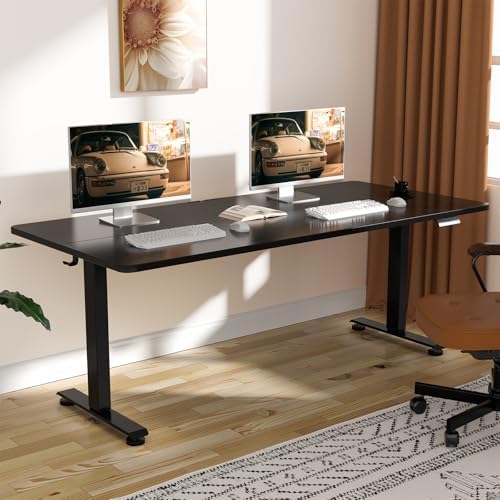 Veken 47 2 Standing Desk  Adjustable Height Office Desk with Wood Desktop  Computer Table for Home Work  Study and Gaming  Small Spaces  Modern Furniture  Black