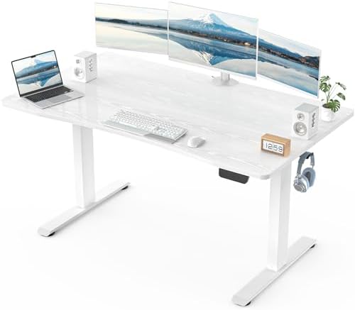 Veken 47 2 Standing Desk  Adjustable Height Office Desk with Wood Desktop  Computer Table for Home Work  Study and Gaming  Small Spaces  Modern Furniture  Black