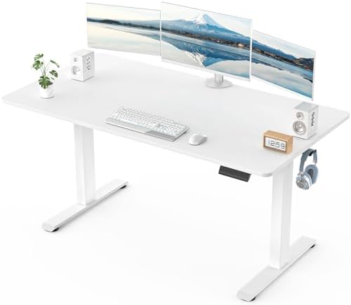 Veken 47 2 Standing Desk  Adjustable Height Office Desk with Wood Desktop  Computer Table for Home Work  Study and Gaming  Small Spaces  Modern Furniture  Black