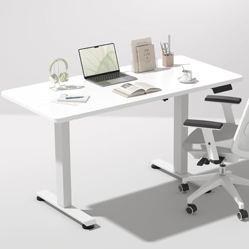 Veken 47 2 Standing Desk  Adjustable Height Office Desk with Wood Desktop  Computer Table for Home Work  Study and Gaming  Small Spaces  Modern Furniture  Black