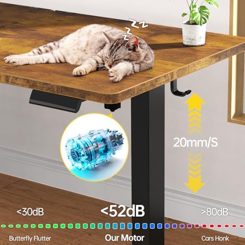 Veken 47 2 Standing Desk  Adjustable Height Office Desk with Wood Desktop  Computer Table for Home Work  Study and Gaming  Small Spaces  Modern Furniture Brown