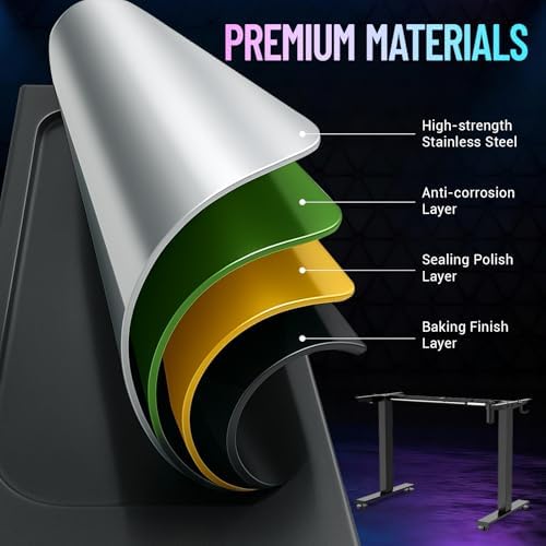 Veken 55 Inch Large Electric Standing Gaming Desk  Heights Adjustable Sit to Stand Up  Work Home Office Computer Table for Study  Walking Pad  Writing  and Games  Wooden Desktop Desks  Black