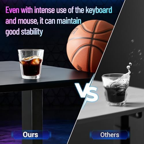 Veken 55 Inch Large Electric Standing Gaming Desk  Heights Adjustable Sit to Stand Up  Work Home Office Computer Table for Study  Walking Pad  Writing  and Games  Wooden Desktop Desks  Black