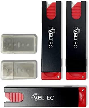 Veltec Auto Retractable Safety Utility Box Cutters  3 Pack Cutters with 10 Extra Blades  VC800 