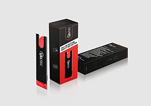 Veltec Auto Retractable Safety Utility Box Cutters  3 Pack Cutters with 10 Extra Blades  VC800 