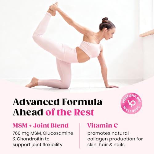 Venture Pal Multi Collagen Protein Powder Type I  II  III  V  X   Hydrolyzed Collagen Peptides MSM   GC & Vitamin C Collagen Supplement for Women & Men   Joint  Hair  Skin & Nail Support   Non GMO