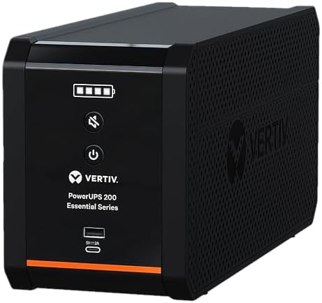 Vertiv Liebert PowerUPS 200 Essential  PSA6E 1500LVT  Line Interactive UPS 1440VA/850W  Battery Backup & Surge Protector  AVR  6 Outlets  USB C A Charging  3 Year Warranty