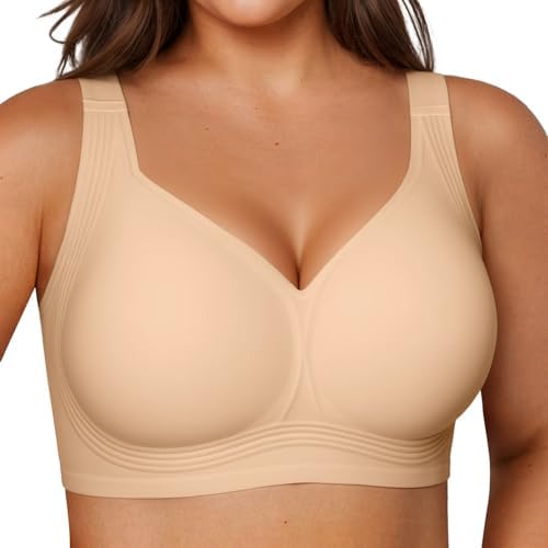 Talla 40 c Vertvie Jelly Bras for Women Plus Size Minimizer Soft Wireless Push Up Bra Full Supportive Older Lift Back Coverage Bralette