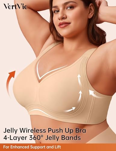 Talla 40 c Vertvie Jelly Bras for Women Plus Size Minimizer Soft Wireless Push Up Bra Full Supportive Older Lift Back Coverage Bralette