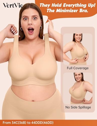 Talla 40 c Vertvie Jelly Bras for Women Plus Size Minimizer Soft Wireless Push Up Bra Full Supportive Older Lift Back Coverage Bralette