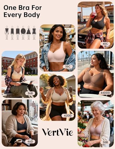 Talla 40 c Vertvie Jelly Bras for Women Plus Size Minimizer Soft Wireless Push Up Bra Full Supportive Older Lift Back Coverage Bralette