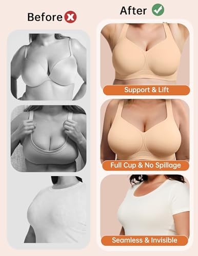 Talla 40 c Vertvie Jelly Bras for Women Plus Size Minimizer Soft Wireless Push Up Bra Full Supportive Older Lift Back Coverage Bralette