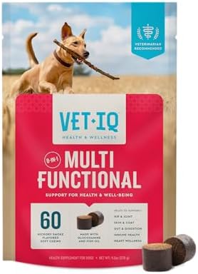 VetIQ 8 in One Multifunctional Supplement for Dogs  Supports Hip & Joint  Urinary Tract  Immune System  Skin Health and Heart Health  Soft Chews  Made in the USA  60 Count