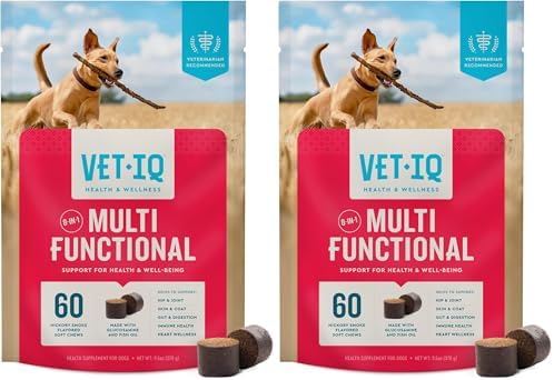 VetIQ 8 in One Multifunctional Supplement for Dogs  Supports Hip & Joint  Urinary Tract  Immune System  Skin Health and Heart Health  Soft Chews  Made in the USA  60 Count