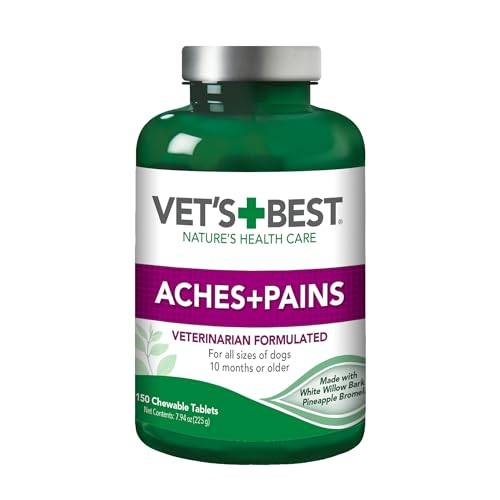 Vet s Best Dog Pain Relief Supplement  Natural Aspirin Alternative for Hip & Joint Support  Arthritis & Aches Relief Tablets for Dogs  150 Count