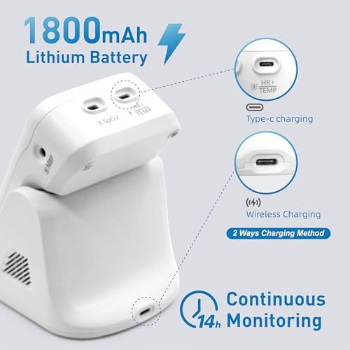 Monitor de presión arterial veterinaria para perro, inalámbrico recargable de 6 parámetros, monitor de signos vitales de animales, oxímetro de pulso veterinario Bluetooth preciso con