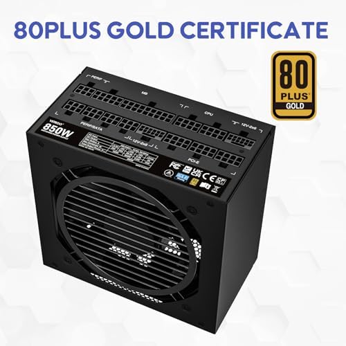 Vetroo 850W Power Supply Dual PCIe 5 1 ATX 3 1 Ready  80 Plus Gold Full Modular  Quiet Operation with 120mm FDB Fan  10 Year Warranty   Black