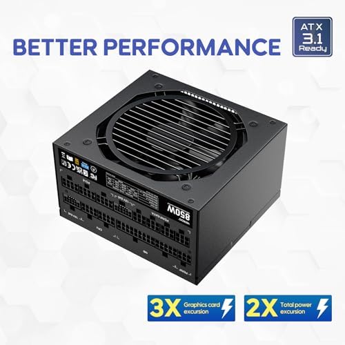 Vetroo 850W Power Supply Dual PCIe 5 1 ATX 3 1 Ready  80 Plus Gold Full Modular  Quiet Operation with 120mm FDB Fan  10 Year Warranty   Black