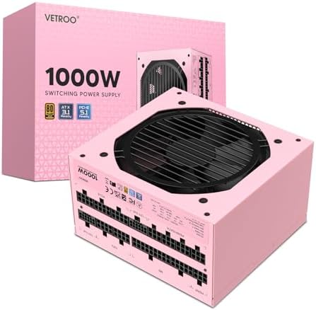 Vetroo 850W Power Supply Dual PCIe 5 1 ATX 3 1 Ready  80 Plus Gold Full Modular  Quiet Operation with 120mm FDB Fan  10 Year Warranty   Black