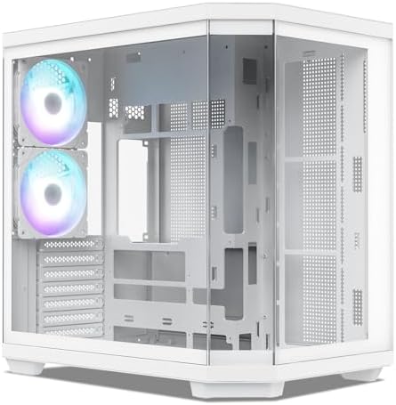 Vetroo CT3 ATX Mid Tower Gaming Computer PC Case  Dual Chamber Panoramic Tempered Glass  Supports 360mm Radiator & 11 Fans  Up to 410mm GPU  Type C Ready  High Airflow for 50 Series GPUs  White 