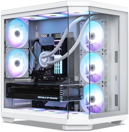 Vetroo CT3 ATX Mid Tower Gaming Computer PC Case  Dual Chamber Panoramic Tempered Glass  Supports 360mm Radiator & 11 Fans  Up to 410mm GPU  Type C Ready  High Airflow for 50 Series GPUs  White 