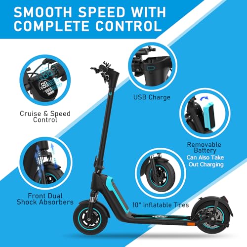 Patinete eléctrico Vevay, batería extraíble, potente motor de 750 W, velocidad máxima de 35 km/h y autonomía de 35 km, neumáticos sólidos de 25 cm, patinete eléctrico plegable para adultos con suspensión dual y aplicación.
