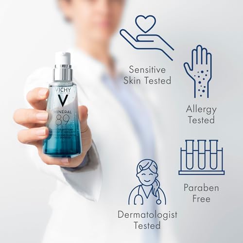 Vichy Mineral 89 Booster, Pure Hyaluronic Acid Serum for Face with Volcanic Mineral Water for Skin Barrier Repair, Plumps & Hydrates, Lightweight Moisturizing Gel, Oil-Free, Non-Sticky