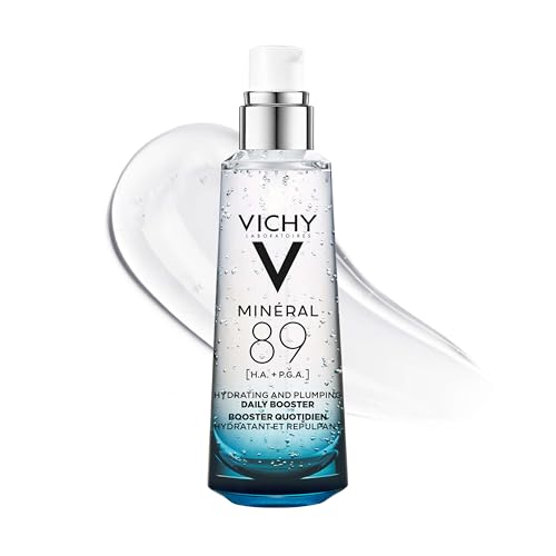 Vichy Mineral 89 Booster  Pure Hyaluronic Acid Serum for Face with Volcanic Mineral Water for Skin Barrier Repair  Plumps & Hydrates  Lightweight Moisturizing Gel  Oil Free  Non Sticky