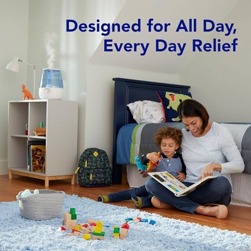 Vicks Filter Free Ultrasonic Humidifier  Recommended by Pediatricians  1 2 Gal Ultrasonic Cool Mist Humidifiers for Bedrooms & Kids Rooms  Works with Vicks VapoPads