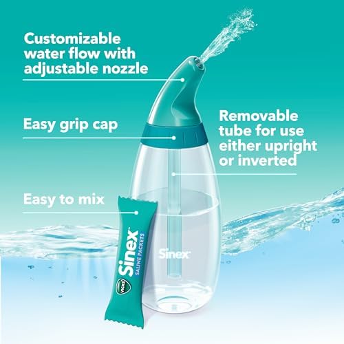 Vicks Sinex Saline Nasal Rinse Refill Packets  Flush Out Mucus & Allergens  Fast & Effective Relief for Everyday Congestion from Sinus & Allergy  60 Refill Packets