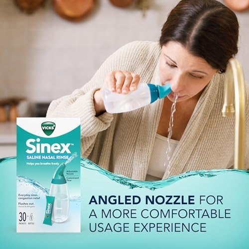 Vicks Sinex Saline Nasal Rinse Refill Packets  Flush Out Mucus & Allergens  Fast & Effective Relief for Everyday Congestion from Sinus & Allergy  60 Refill Packets