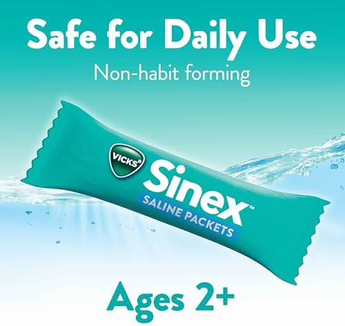 Vicks Sinex Saline Nasal Rinse Refill Packets  Flush Out Mucus & Allergens  Fast & Effective Relief for Everyday Congestion from Sinus & Allergy  60 Refill Packets