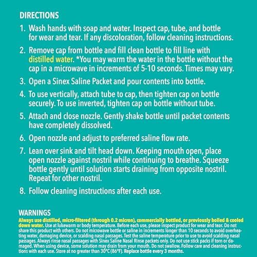 Vicks Sinex Saline Nasal Rinse Refill Packets  Flush Out Mucus & Allergens  Fast & Effective Relief for Everyday Congestion from Sinus & Allergy  60 Refill Packets