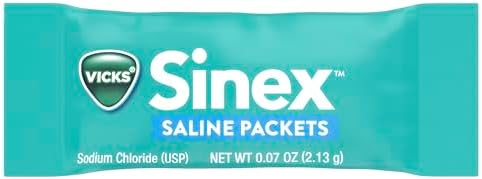 Vicks Sinex Saline Nasal Rinse Refill Packets  Flush Out Mucus & Allergens  Fast & Effective Relief for Everyday Congestion from Sinus & Allergy  60 Refill Packets