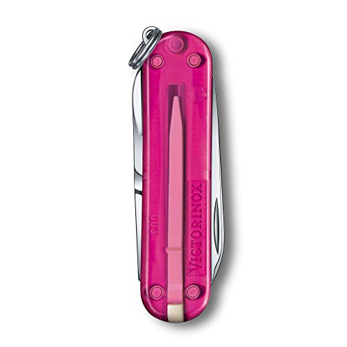 Victorinox Classic SD Swiss Army Knife  Compact  7 Functions  Swiss Made Pocket Knife with Small Blade  Screwdriver and Key Ring   Cupcake Dream  Pink Translucent