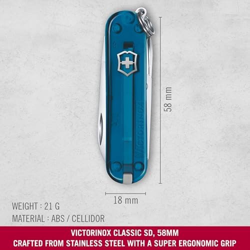 Victorinox Classic SD Swiss Army Knife  Compact 7 Function Swiss Made Pocket Knife with Small Blade  Screwdriver and Key Ring   Camo