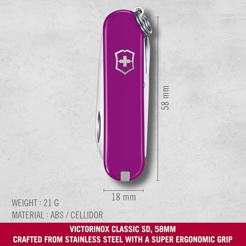Victorinox Classic SD Swiss Army Knife  Compact 7 Function Swiss Made Pocket Knife with Small Blade  Screwdriver and Key Ring   Camo