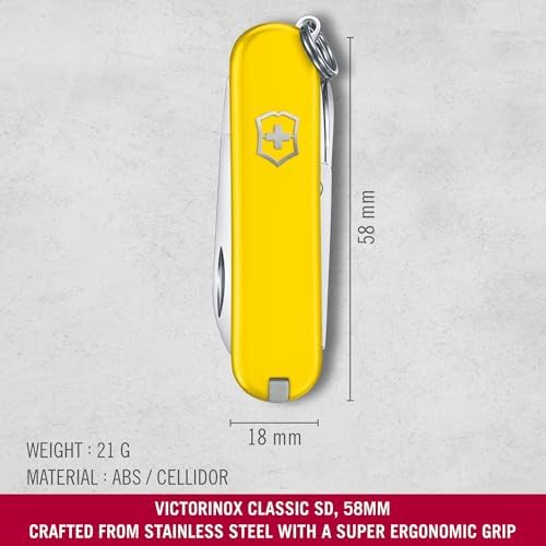 Victorinox Classic SD Swiss Army Knife  Compact 7 Function Swiss Made Pocket Knife with Small Blade  Screwdriver and Key Ring   Camo