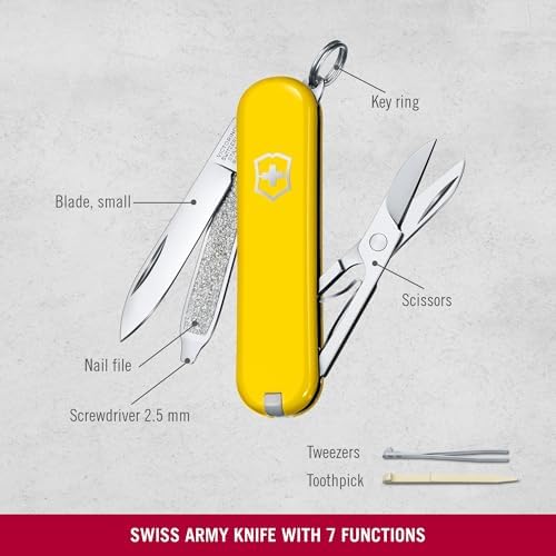 Victorinox Classic SD Swiss Army Knife  Compact 7 Function Swiss Made Pocket Knife with Small Blade  Screwdriver and Key Ring   Camo
