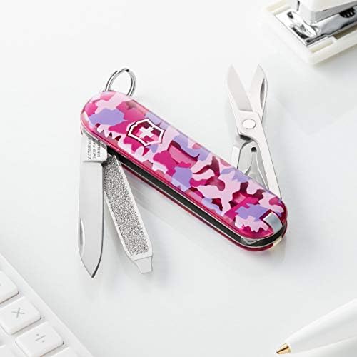Victorinox Classic SD Swiss Army Knife  Compact 7 Function Swiss Made Pocket Knife with Small Blade  Screwdriver and Key Ring   Camo