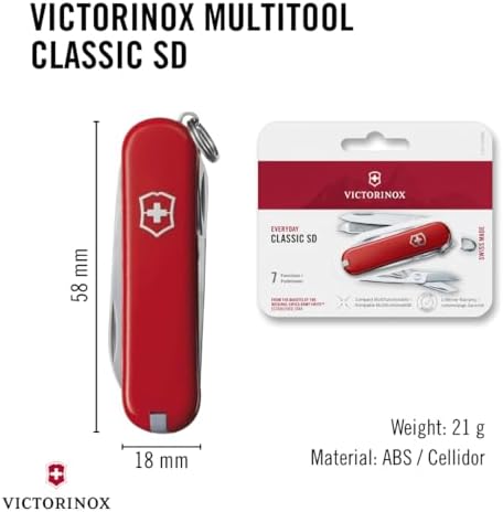 Victorinox Classic SD Swiss Army Knife  Compact 7 Function Swiss Made Pocket Knife with Small Blade  Screwdriver and Key Ring   Camo