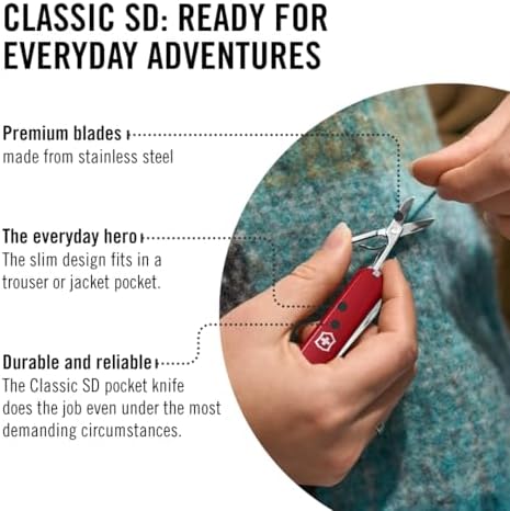 Victorinox Classic SD Swiss Army Knife  Compact 7 Function Swiss Made Pocket Knife with Small Blade  Screwdriver and Key Ring   Camo