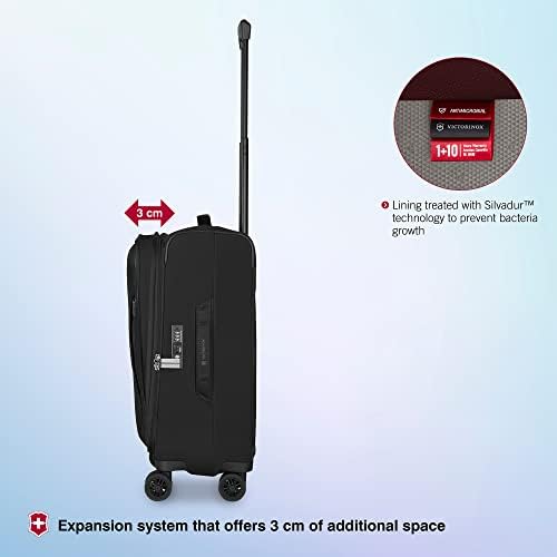 Victorinox Crosslight Frequent Flyer Plus Softside Carry On   Lightweight Rolling Suitcase for Travel Essentials   Expandable Luggage with Foldable Organizer   46 Liter  Black